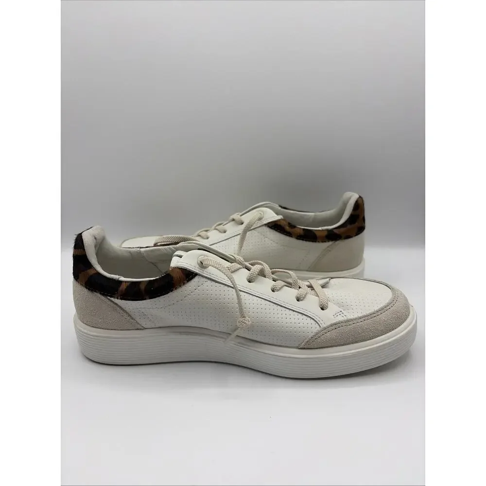 ECCO Soft White Leather Lace Up Sneakers Women’s Sz US 8-8.5 EU 39 Comfort Shoes